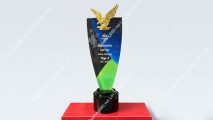 Mẫu cúp pha lê đại bàng kim loại, đế pha lê đen